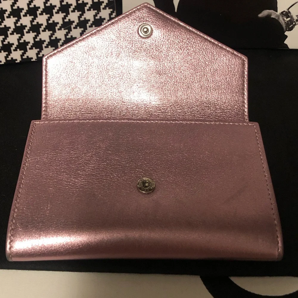YSL Yves Saint Laurent Azalea Metallic Pink Wallet Rare - Picture 11 of 16